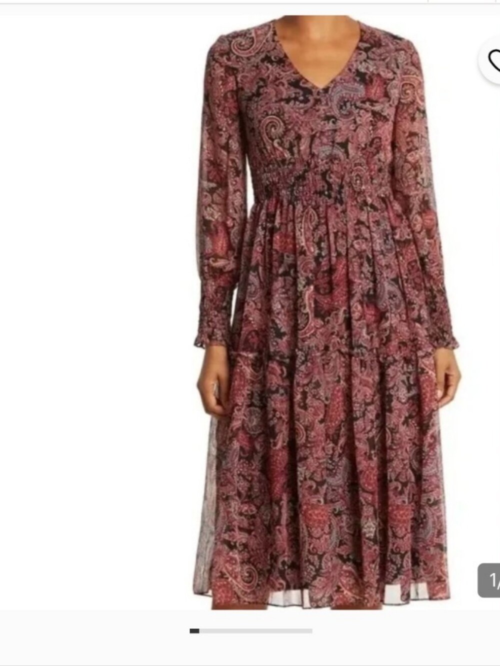 Just...Taylor Paisley Long Sleeve Maxi Dress in Pink and Black